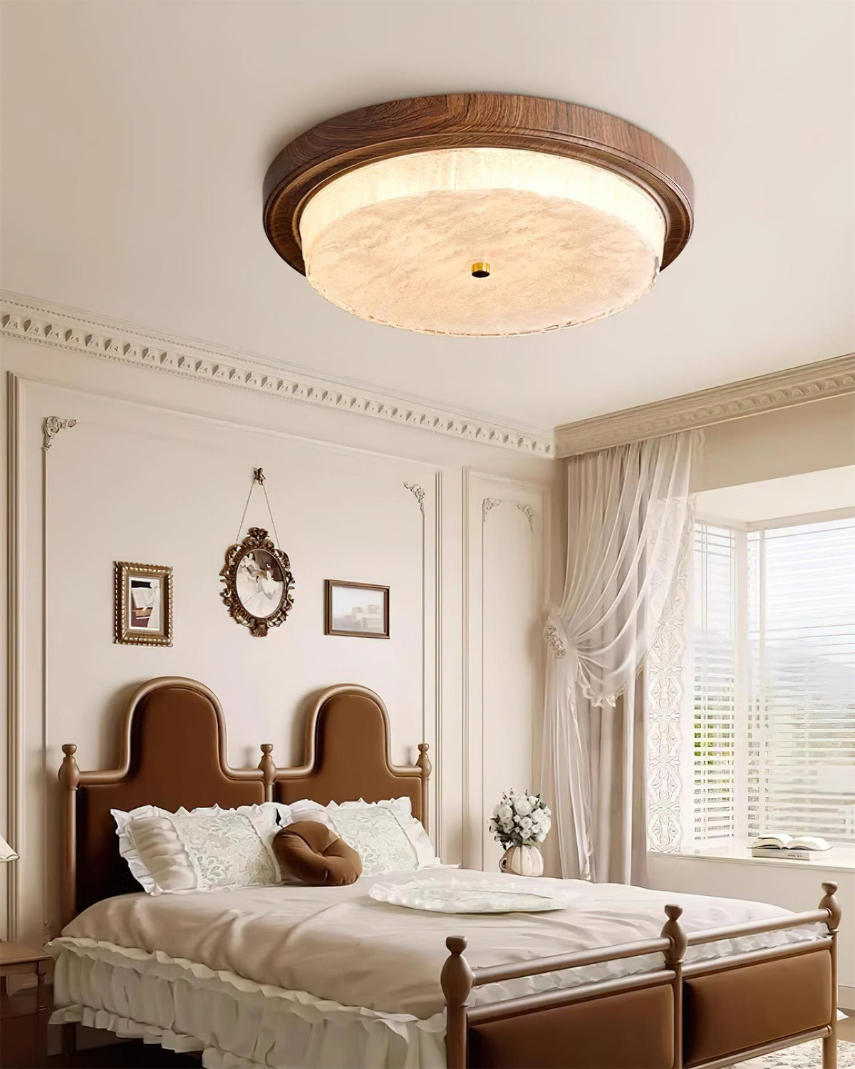 Flush Mount LED Ceiling Light Fixture Round Glass Shade Metal Frame 15 or 18 Inch Warm Glow for Bedroom Living Room Hallway Kitchen Integrat | Thomler