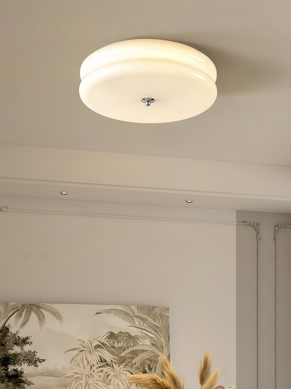 Lámpara de techo LED de montaje empotrado con pantalla de vidrio esmerilado y metal cromado dorado para dormitorio, sala de estar, comedor, pasillo y entrada, estilo tradicional