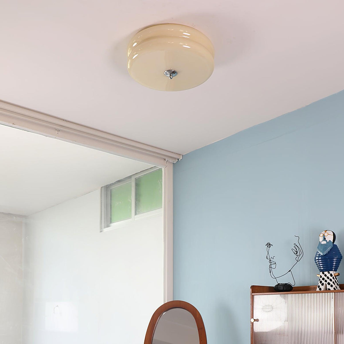 LED-Deckenleuchte zur Unterputzmontage mit einstellbarer Farbtemperatur, Glasschirm, 33 cm Durchmesser, für Schlafzimmer, Wohnzimmer, Esszimmer, moderner Art-déco-Stil | Thomler