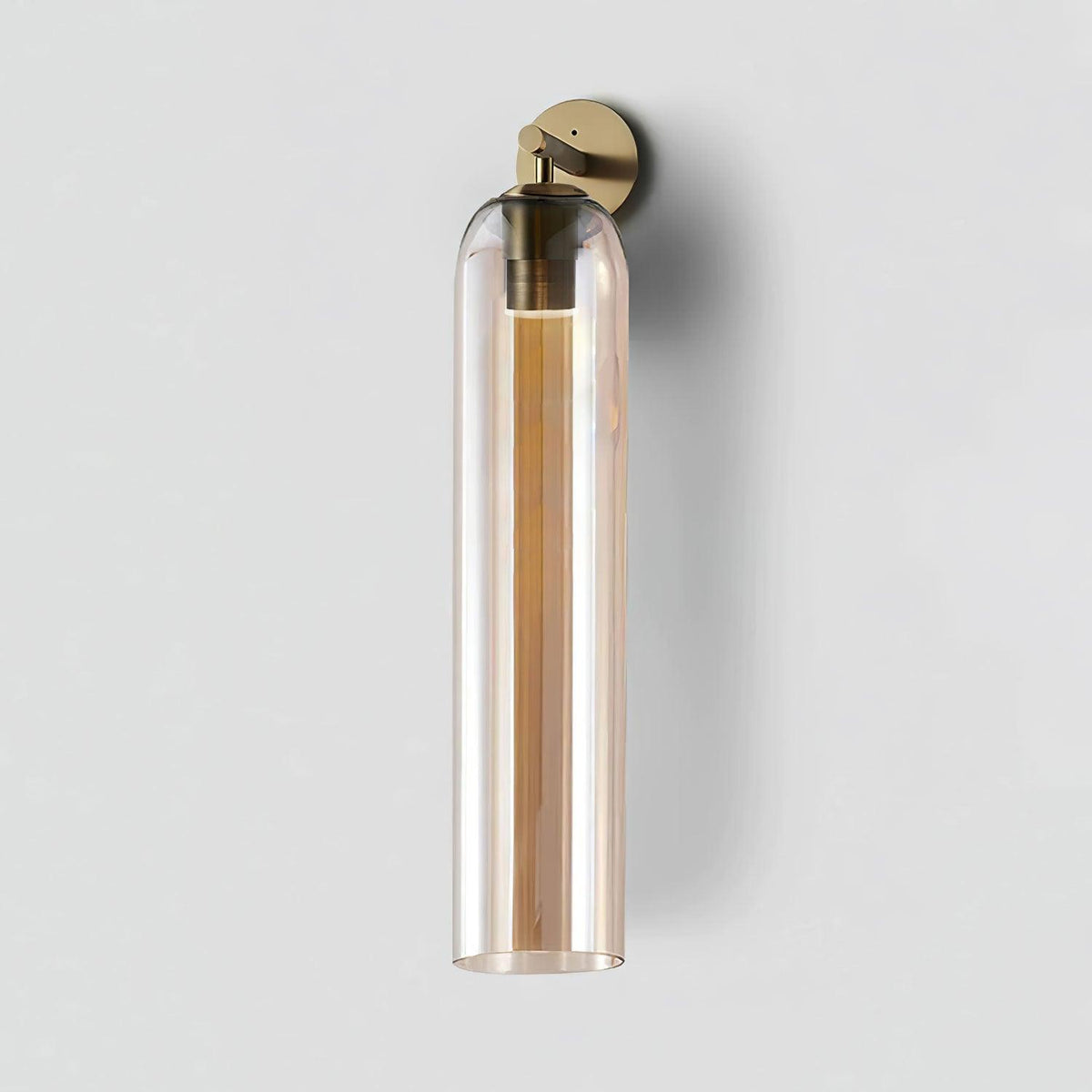 Aplique de pared cilíndrico de cristal, lámpara vertical de 19 pulgadas para sala de estar, dormitorio, pasillo, iluminación ambiental, montaje hacia arriba o hacia abajo, dorado, negro, níquel