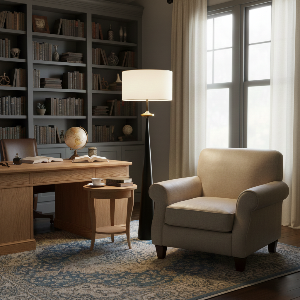 Standing Lamp Wooden Base 65 in Tall White Fabric Shade Mid-Century Uplight for Living Room Bedroom Reading Corner Dimmable E26 Socket Moder | Thomler