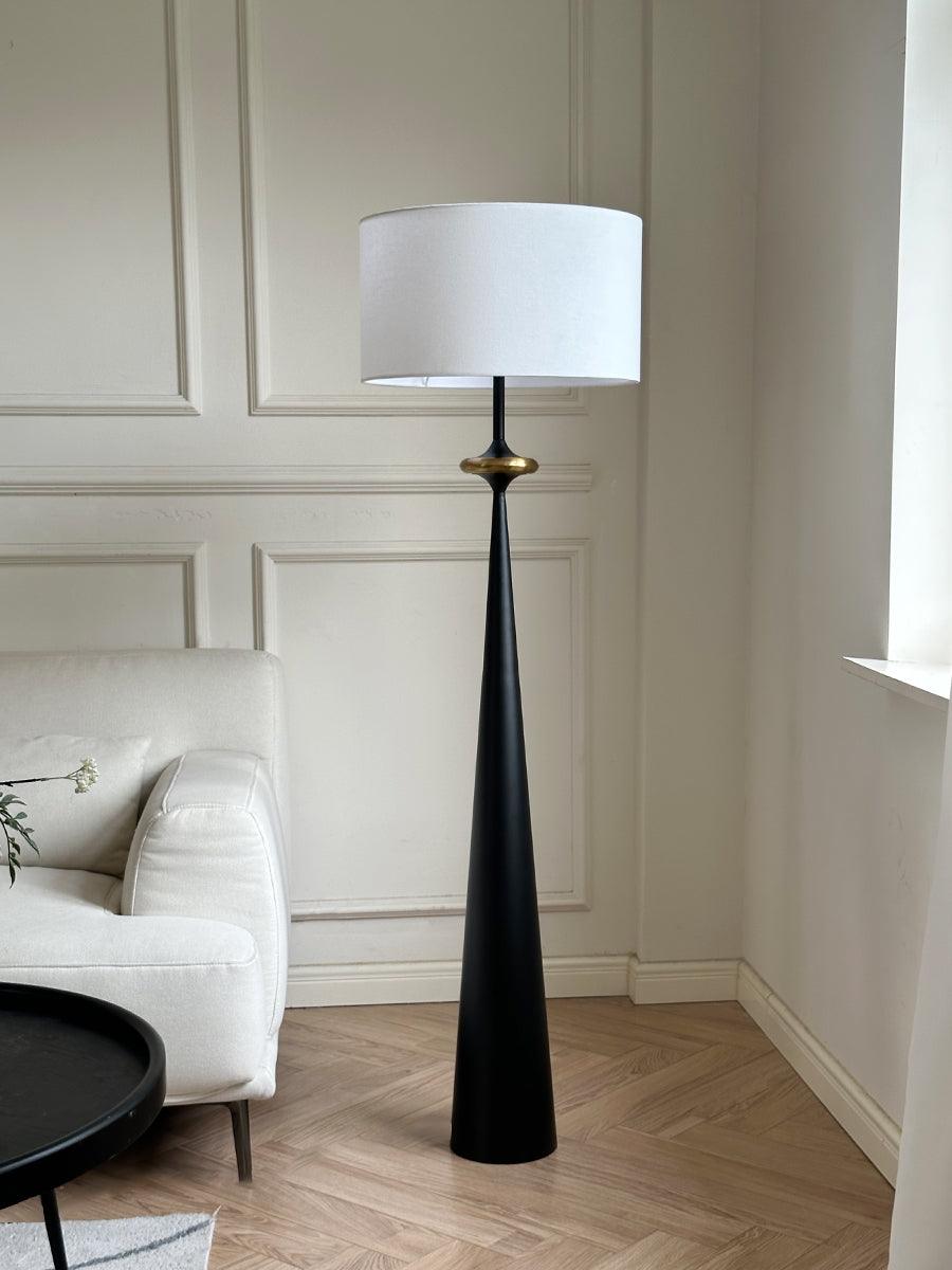Standing Lamp Wooden Base 65 in Tall White Fabric Shade Mid-Century Uplight for Living Room Bedroom Reading Corner Dimmable E26 Socket Moder | Thomler