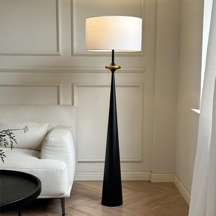 Standing Lamp Wooden Base 65 in Tall White Fabric Shade Mid-Century Uplight for Living Room Bedroom Reading Corner Dimmable E26 Socket Moder | Thomler