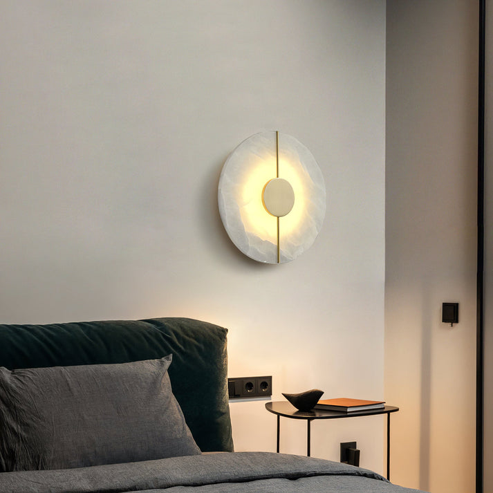 Marble Sconce Light 17 in LED Fixture Bedroom Hallway Reading Nook Vertical Modern Ambient Lighting for Quiet Spaces | Thomler