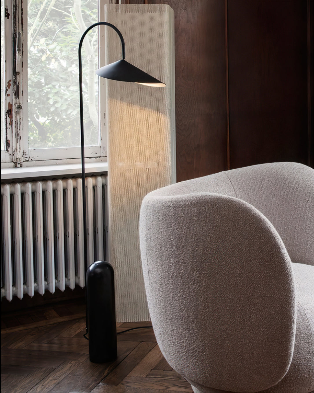 Arched Reading Floor Lamp with Marble Base – Modern Black Metal Accent Light for Living Room, Bedroom & Home Office | Thomler