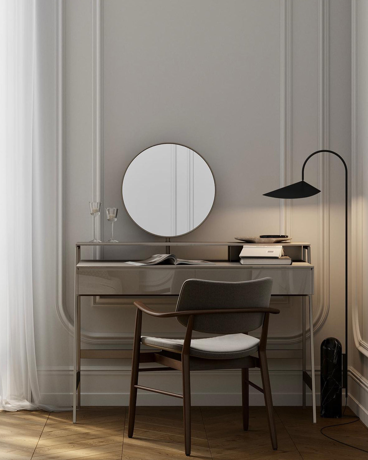 Arched Reading Floor Lamp with Marble Base – Modern Black Metal Accent Light for Living Room, Bedroom & Home Office | Thomler