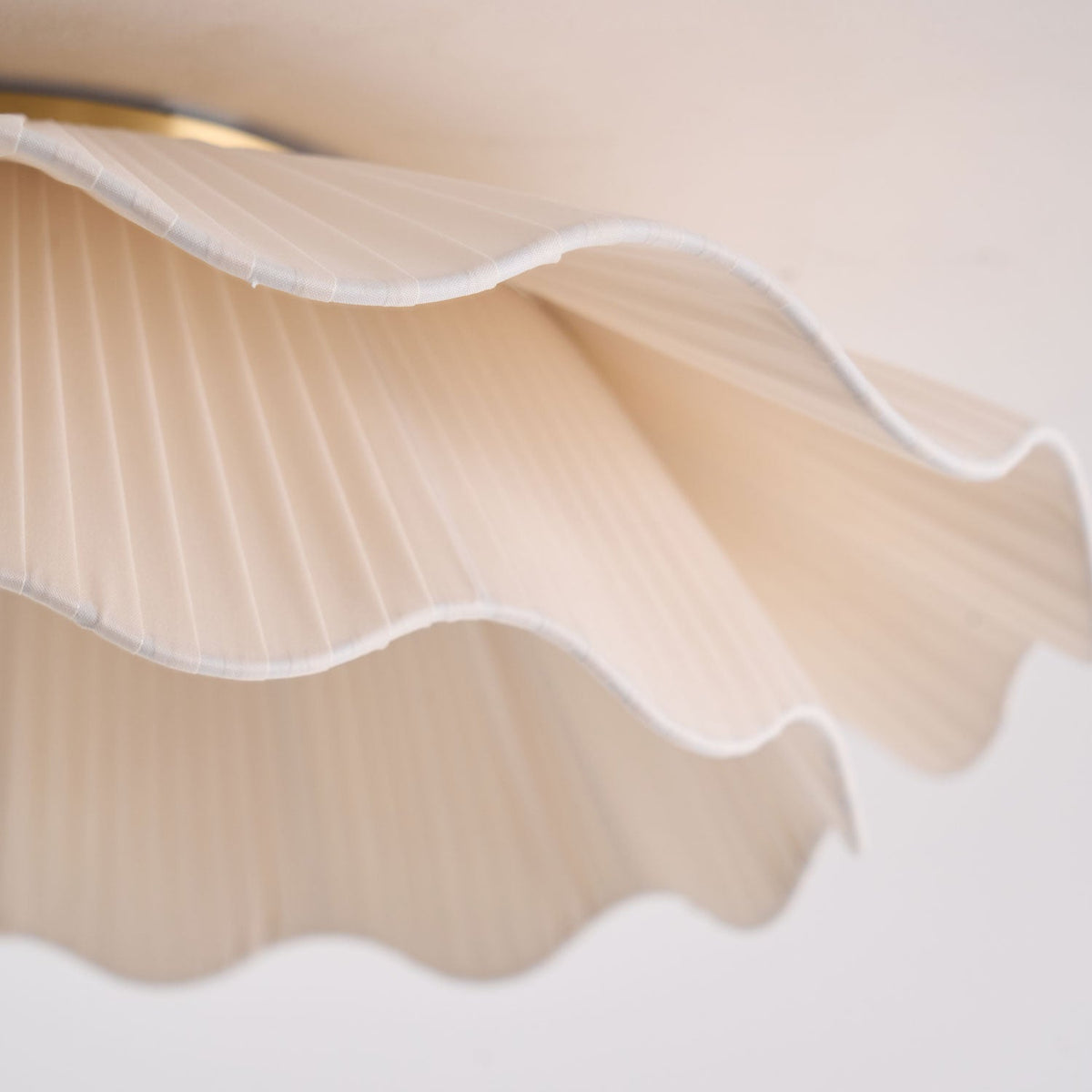 Flush Mount Ceiling Light White Fabric Ripple Shade 20 in Bedroom Ambient LED Integrated Dimmable Low Profile for Living Room Dining Room Mo | Thomler