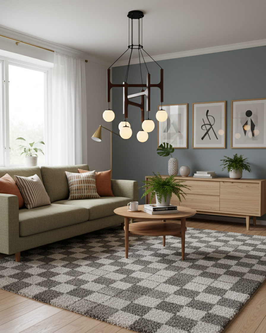 Houten hanglamp met meerdere armen, witte glazen bollen, in hoogte verstelbare kabel, 2-6 lampen, plafondverlichting voor eetkamer, modern boerderijdesign | Thomler