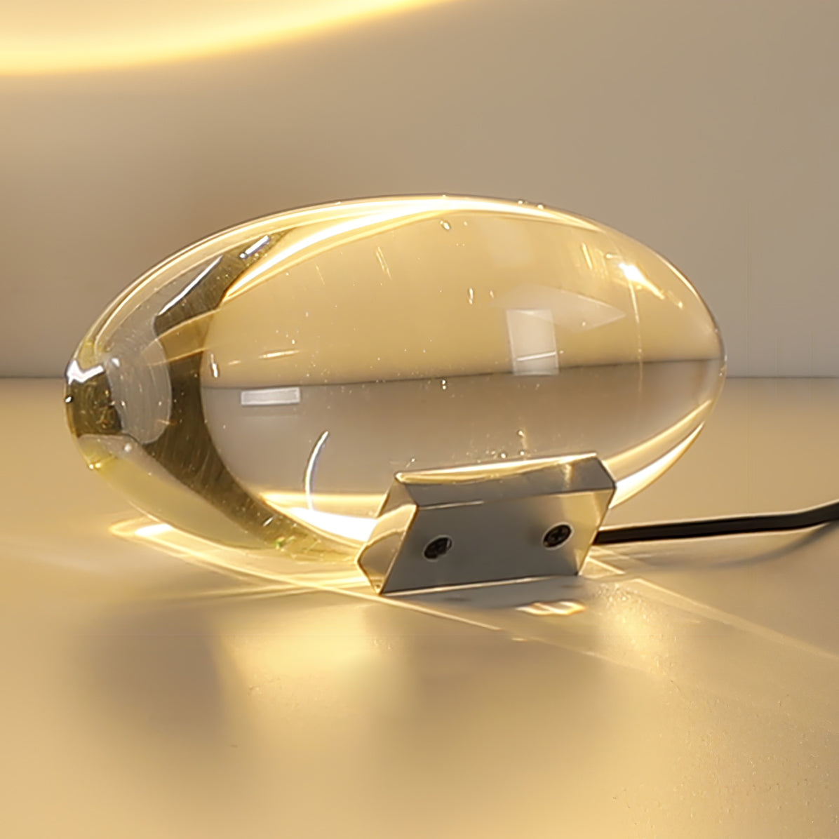 LED Desk Lamp Chrome Oval Crystal Glass 6.3 in Adjustable Color Temperature 3000K 4000K 6000K Bedside Accent Light for Bedroom Living Room O
