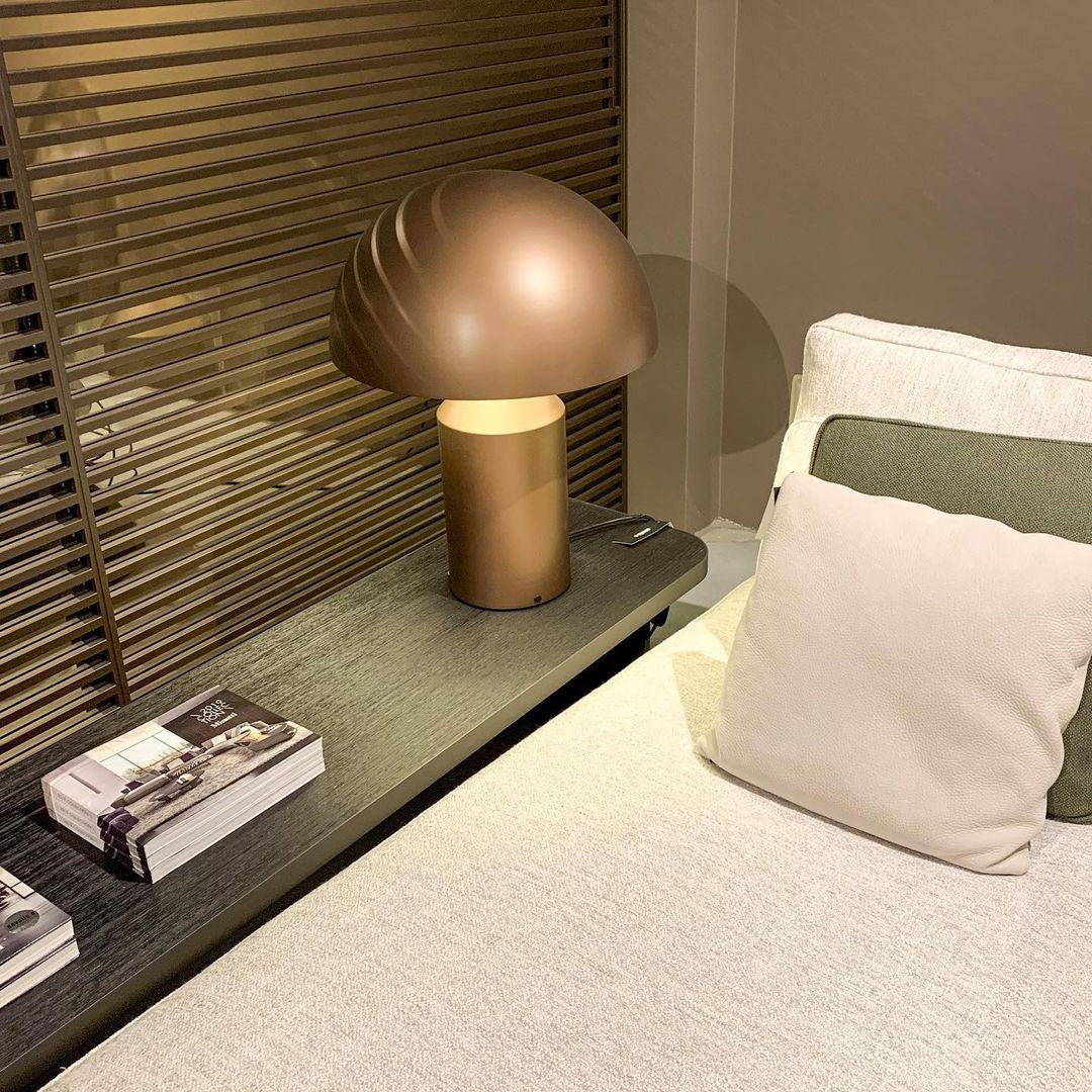 Metal Architectural Accent Lamp 14 in Sculptural Shape Soft Glow Nightstand Light Bedroom Side Table Decor Modern Minimal Home Office