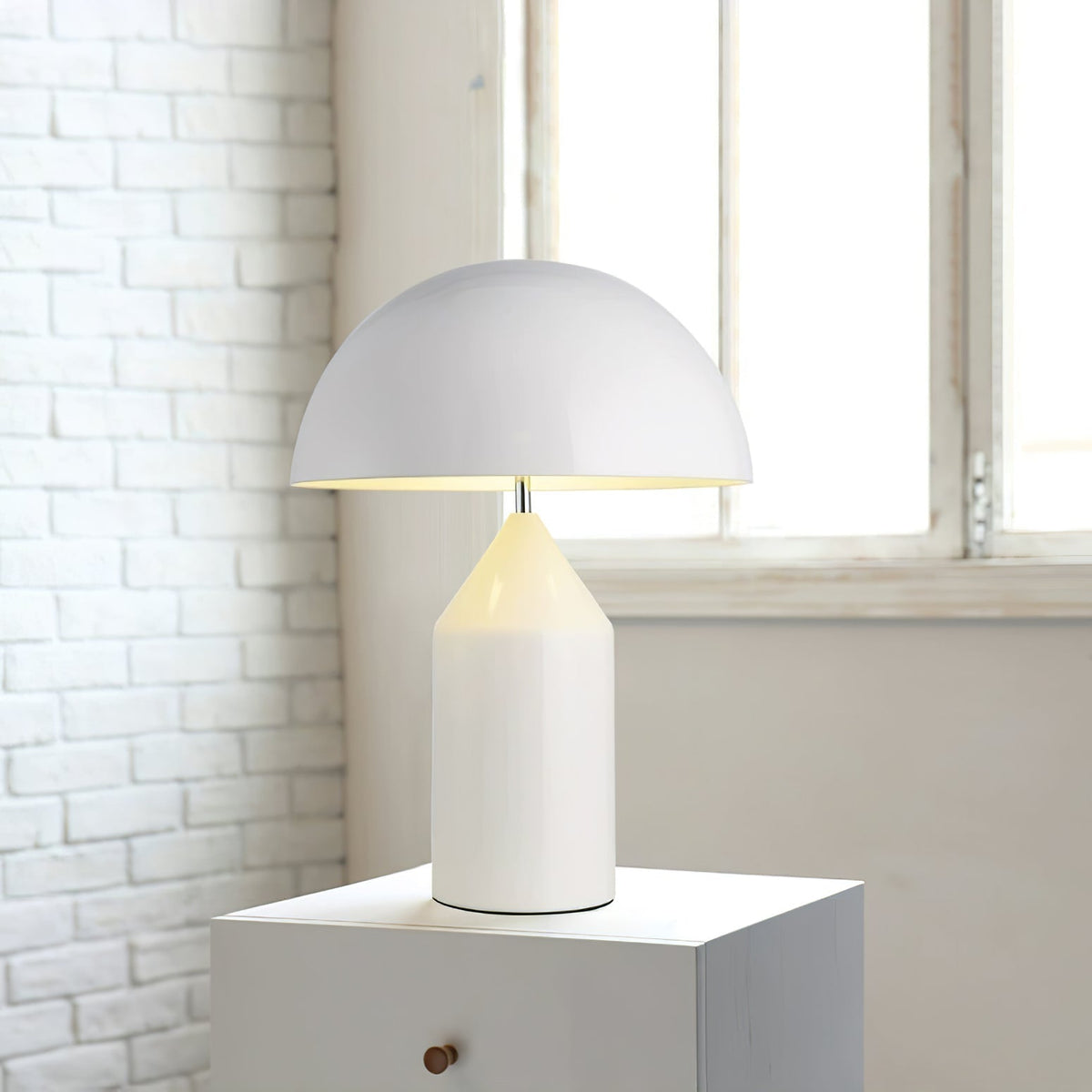 Metal Architectural Accent Lamp 14 in Sculptural Shape Soft Glow Nightstand Light Bedroom Side Table Decor Modern Minimal Home Office