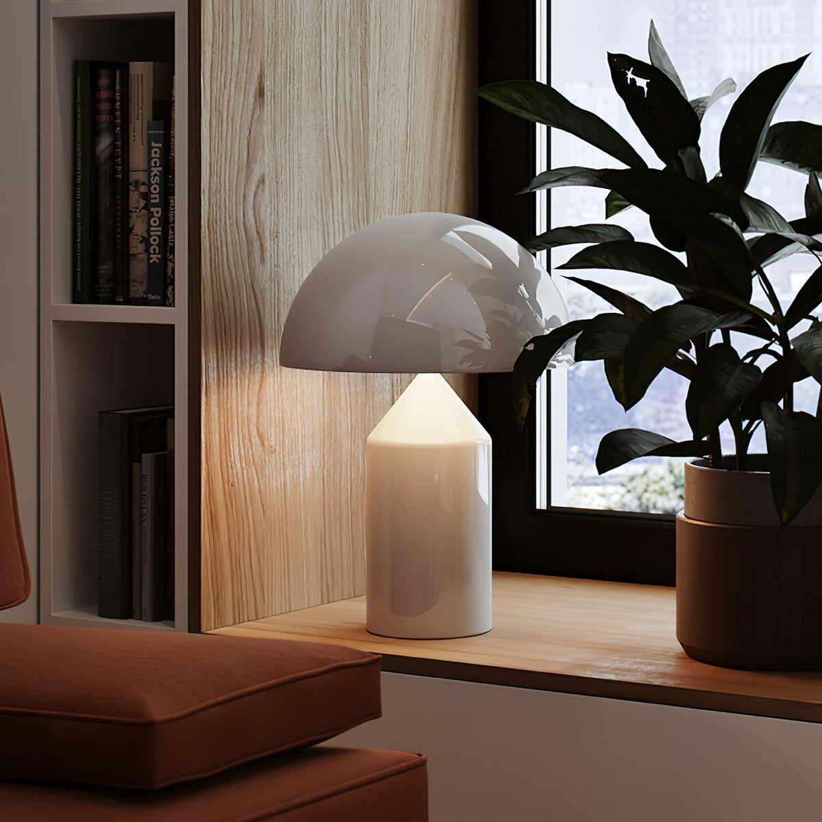 Metal Architectural Accent Lamp 14 in Sculptural Shape Soft Glow Nightstand Light Bedroom Side Table Decor Modern Minimal Home Office
