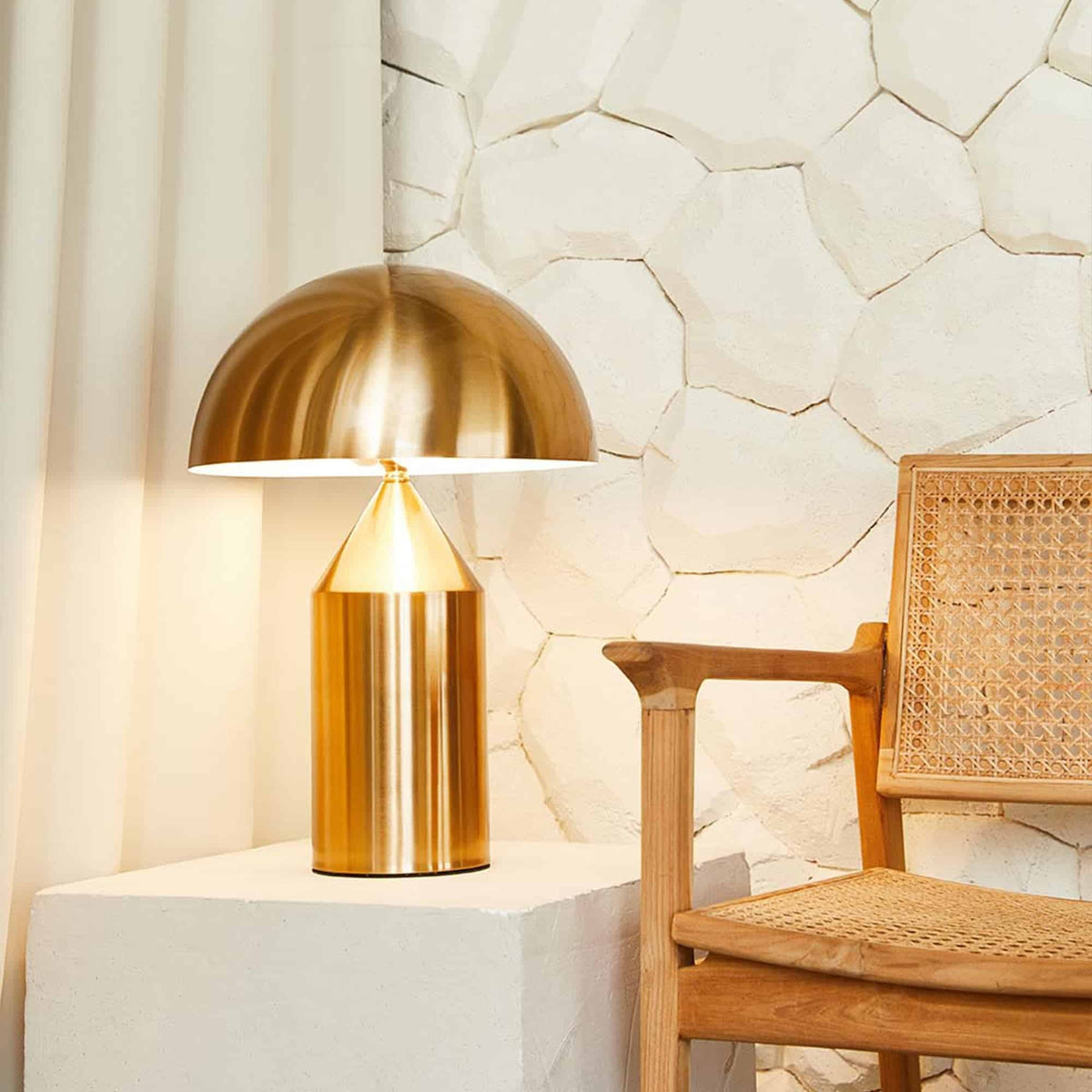 Metal Architectural Accent Lamp 14 in Sculptural Shape Soft Glow Nightstand Light Bedroom Side Table Decor Modern Minimal Home Office