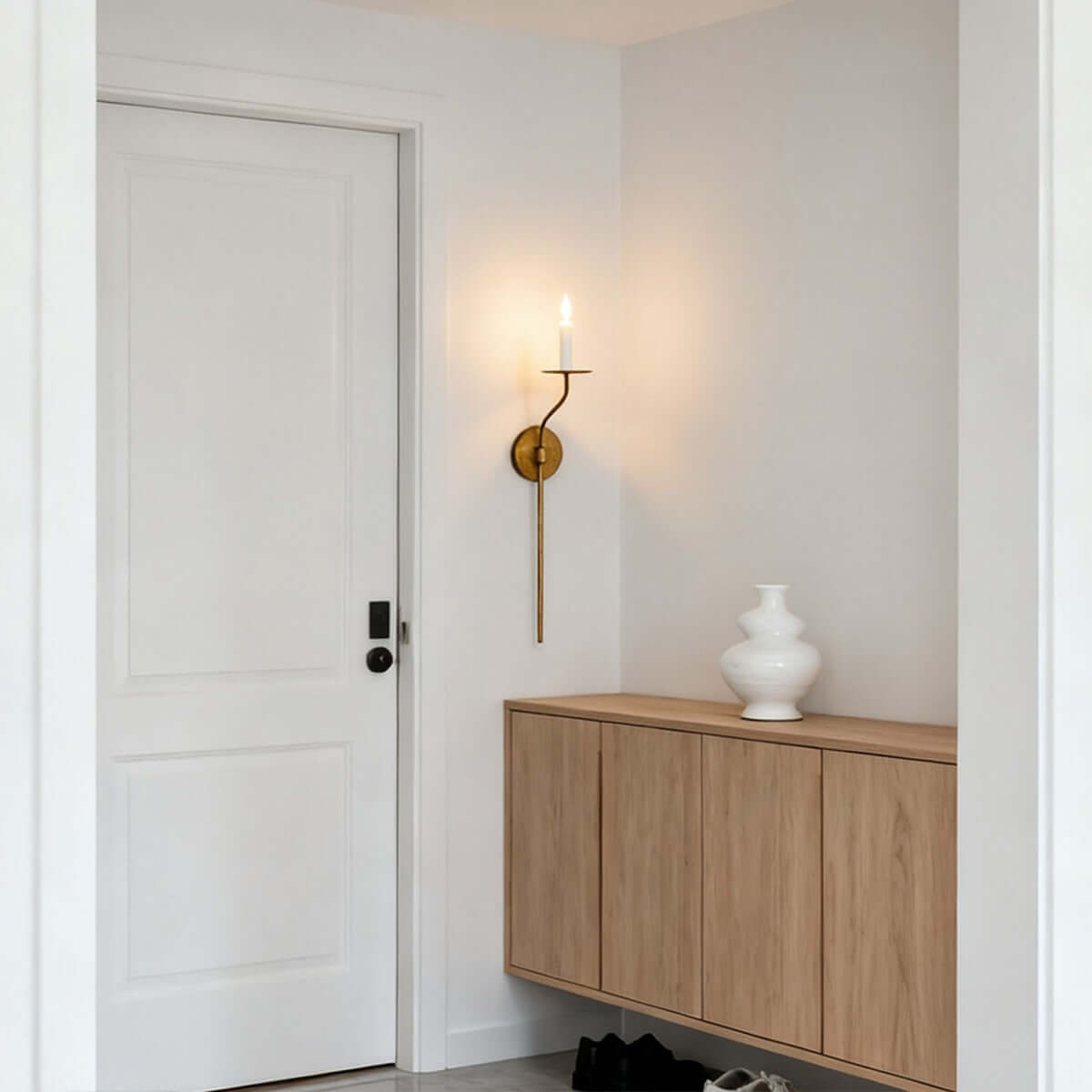 Sculptural Candelabra Sconce 29-Inch Brass or Black Metal E14 Socket Accent Fixture for Bedroom Hallway Entryway Ambient Glow Home Décor | Thomler