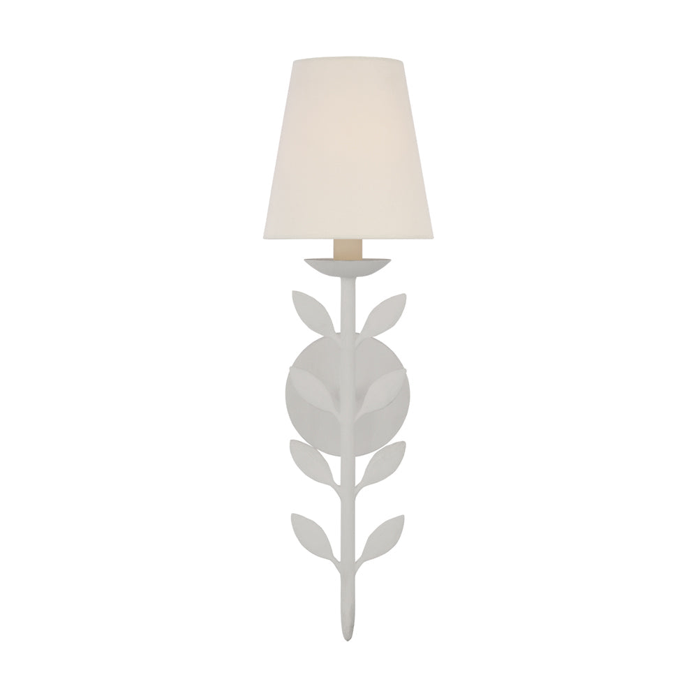 Slim Upright Fabric Sconce Light 20 Inches Tall for Powder Room Mirror Vanity Hallway Accent Walls Dimmable Socket Antique Metal | Thomler