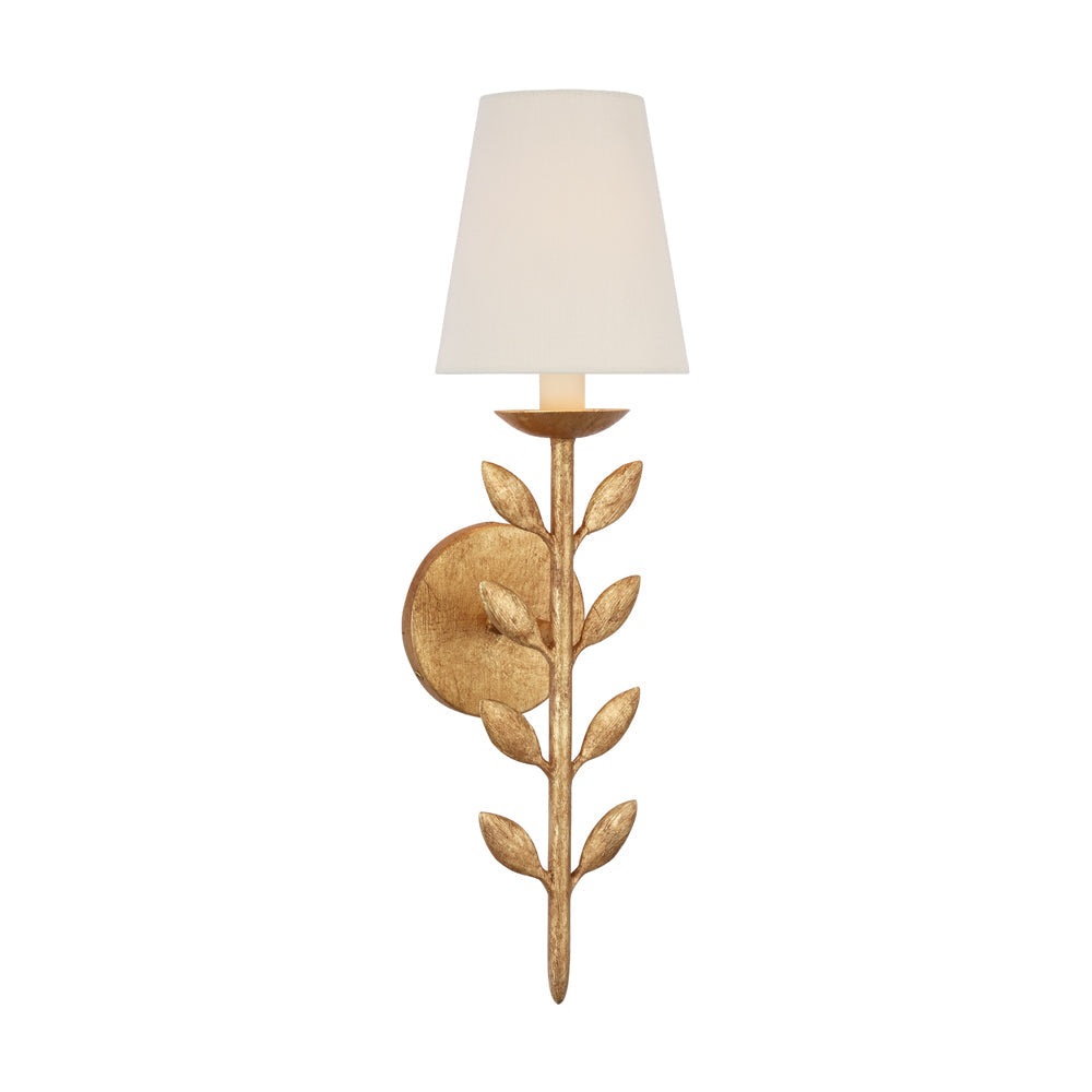 Slim Upright Fabric Sconce Light 20 Inches Tall for Powder Room Mirror Vanity Hallway Accent Walls Dimmable Socket Antique Metal | Thomler