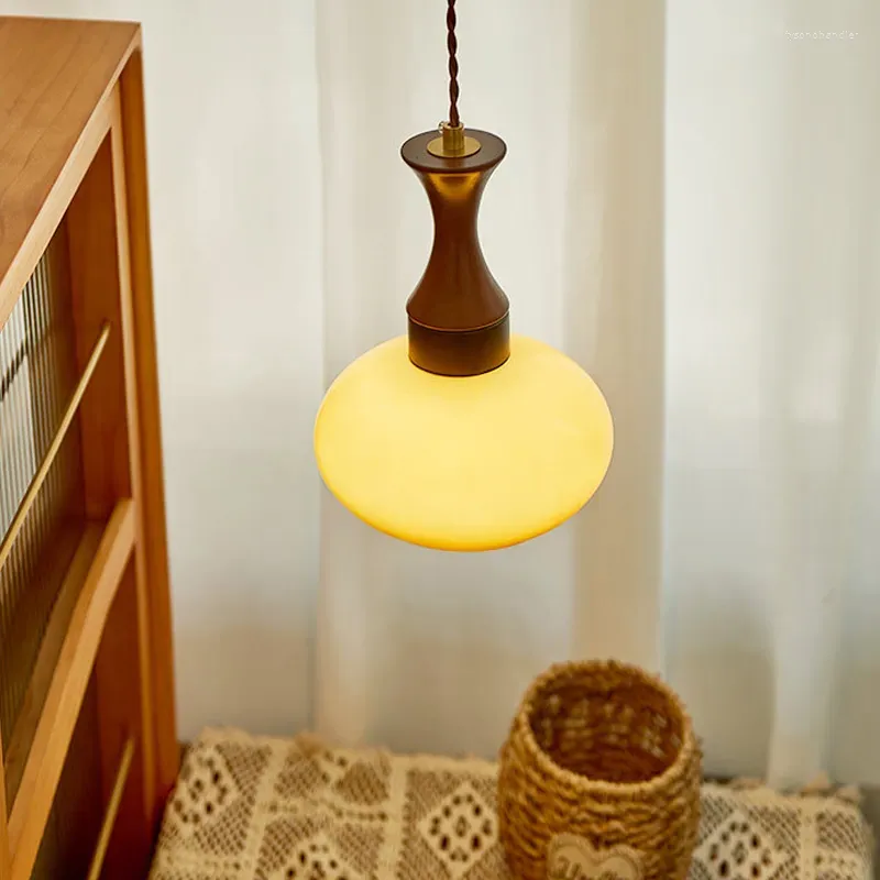 Handgefertigte Deckenleuchte aus Holz & Glas, 12-Zoll Hängeleuchte ideal für Küchen, Essbereiche, Schlafzimmer, E26-Fassung, rustikaler Bauernhausstil M | Thomler