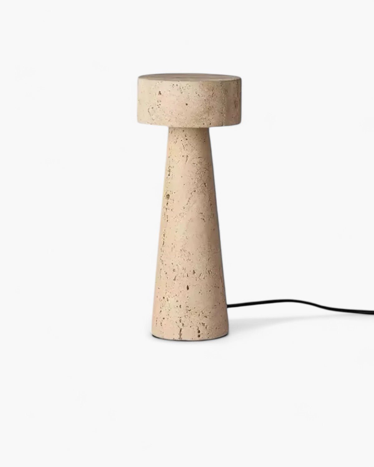 Beige Stone Nightstand Lamp 12 in Tall Minimalist Bedroom Accent Light Natural Travertine Desk Lamp for Living Room Home Office Reading Nook | Thomler