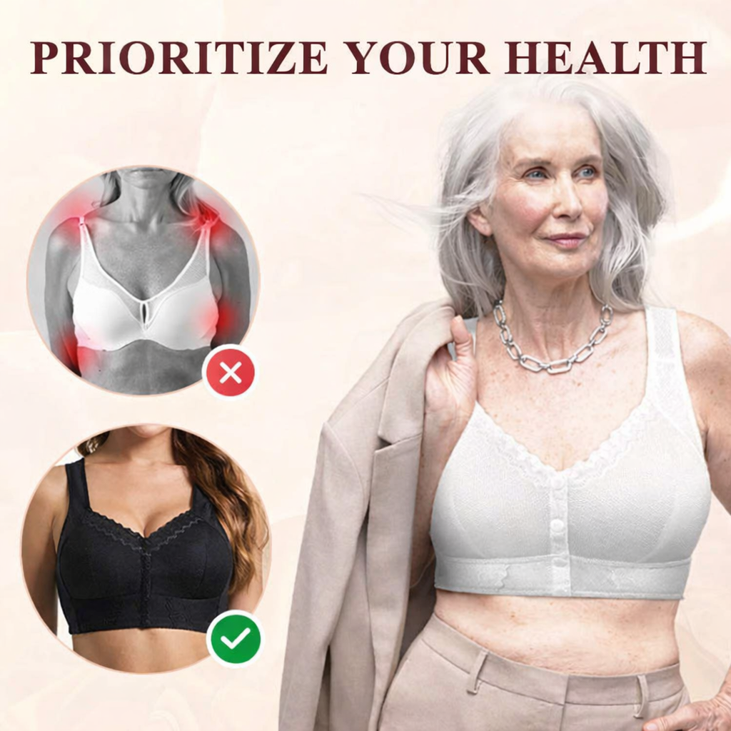 Katoenen beha met voorsluiting zonder beugel voor dames | Bralette voor dagelijks comfort met gemakkelijke haaksluiting aan de voorzijde | Zachte, ademende beha met volledige bedekking | P | Thomler