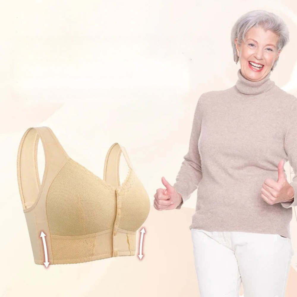 Katoenen beha met voorsluiting zonder beugel voor dames | Bralette voor dagelijks comfort met gemakkelijke haaksluiting aan de voorzijde | Zachte, ademende beha met volledige bedekking | P | Thomler
