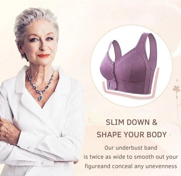 Katoenen beha met voorsluiting zonder beugel voor dames | Bralette voor dagelijks comfort met gemakkelijke haaksluiting aan de voorzijde | Zachte, ademende beha met volledige bedekking | P | Thomler