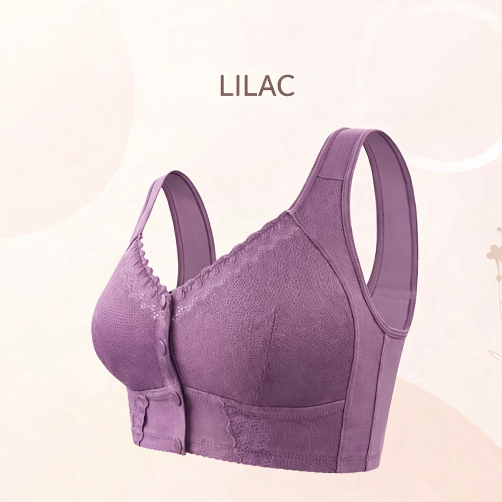 Katoenen beha met voorsluiting zonder beugel voor dames | Bralette voor dagelijks comfort met gemakkelijke haaksluiting aan de voorzijde | Zachte, ademende beha met volledige bedekking | P | Thomler