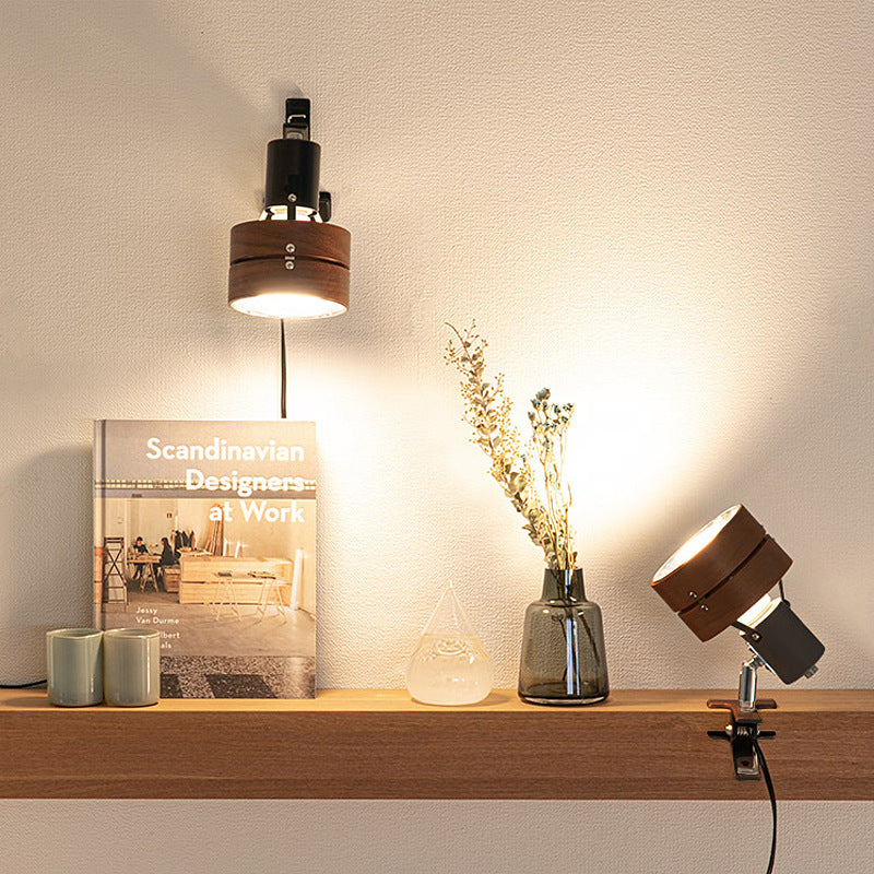 Houten wandlamp met stekker 15×10 cm walnootafwerking LED-compatibel accentverlichting E26-fitting voor slaapkamers gangen leeshoeken minimalistisch Japans | Thomler