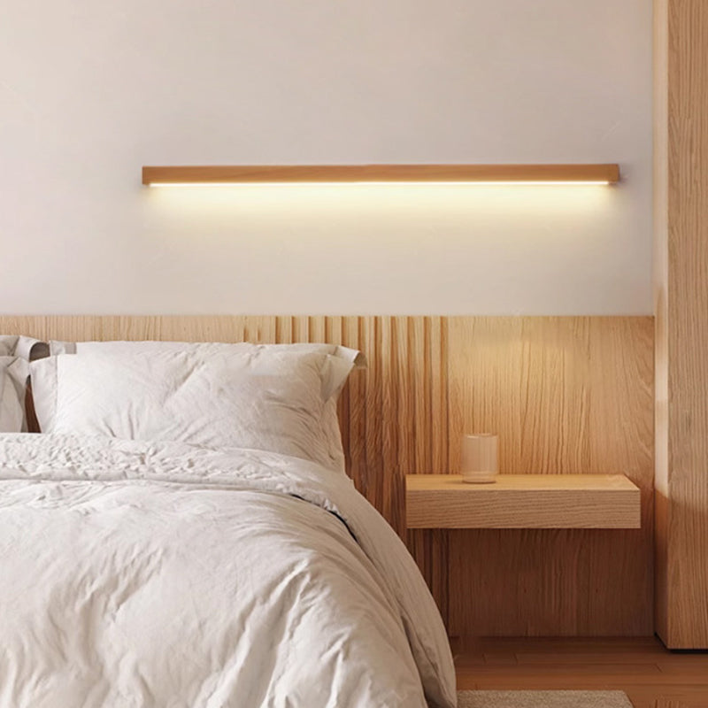 Houten LED-badkamerspiegelverlichting – Vast aangesloten lineair armatuur in diverse lengtes, opties voor warm en koel licht, slank modern design voor | Thomler