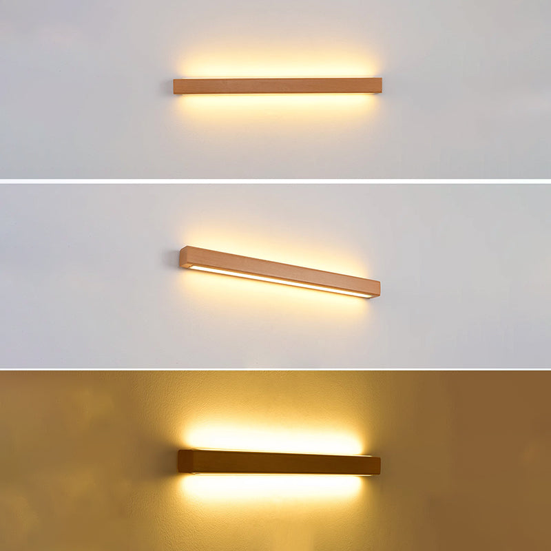 Houten LED-badkamerspiegelverlichting – Vast aangesloten lineair armatuur in diverse lengtes, opties voor warm en koel licht, slank modern design voor | Thomler