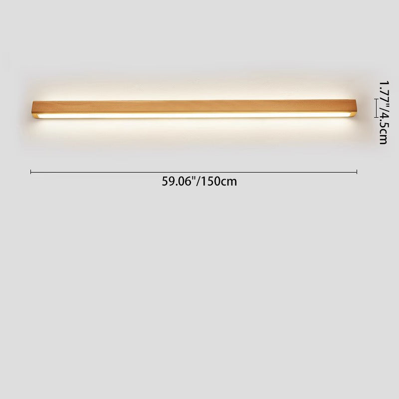 Houten LED-badkamerspiegelverlichting – Vast aangesloten lineair armatuur in diverse lengtes, opties voor warm en koel licht, slank modern design voor | Thomler