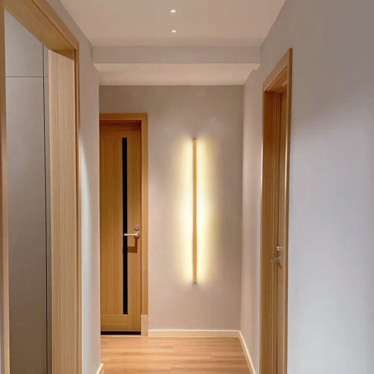 Houten LED-badkamerspiegelverlichting – Vast aangesloten lineair armatuur in diverse lengtes, opties voor warm en koel licht, slank modern design voor | Thomler