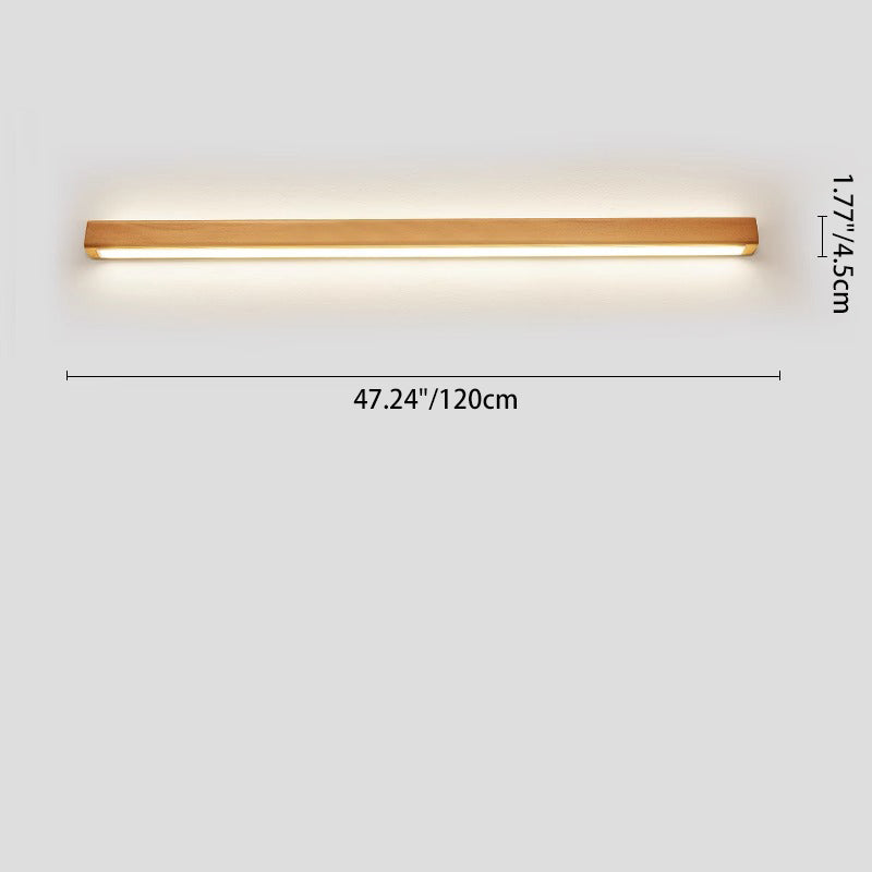Houten LED-badkamerspiegelverlichting – Vast aangesloten lineair armatuur in diverse lengtes, opties voor warm en koel licht, slank modern design voor | Thomler