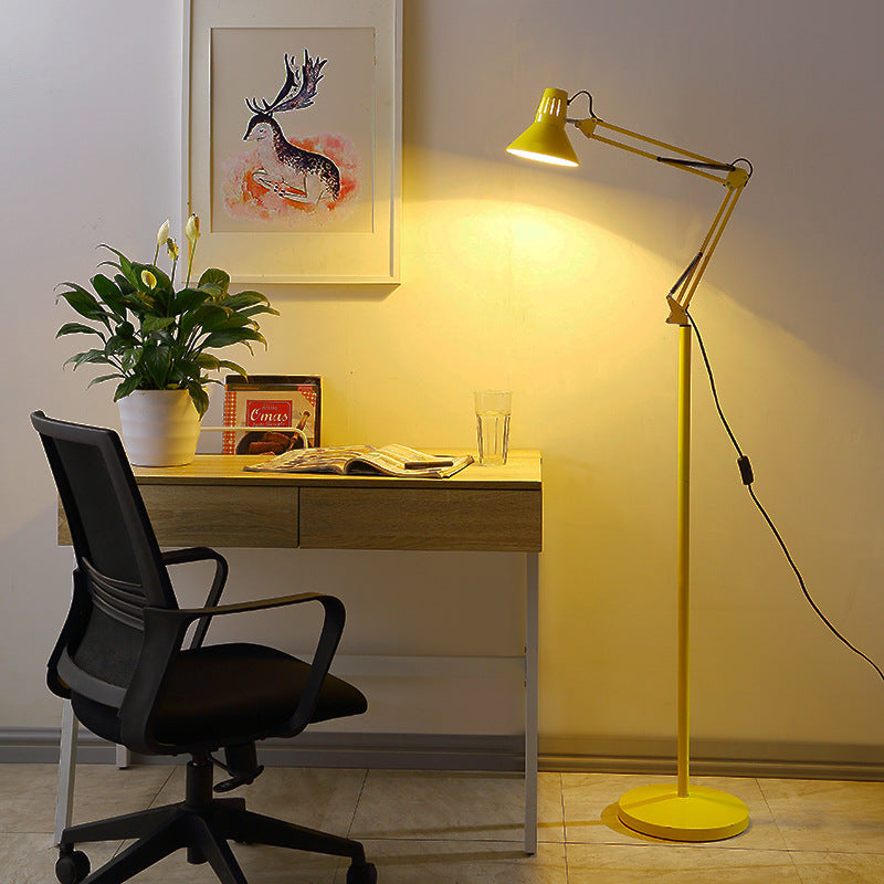 Adjustable Iron Standing Lamp 43 in Tall Black White Red Yellow E26 Base for Bedroom Living Room Office Reading Light Modern Minimalist Nord | Thomler