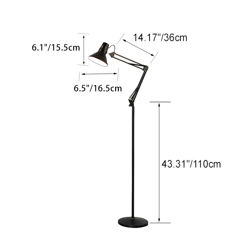 Adjustable Iron Standing Lamp 43 in Tall Black White Red Yellow E26 Base for Bedroom Living Room Office Reading Light Modern Minimalist Nord | Thomler
