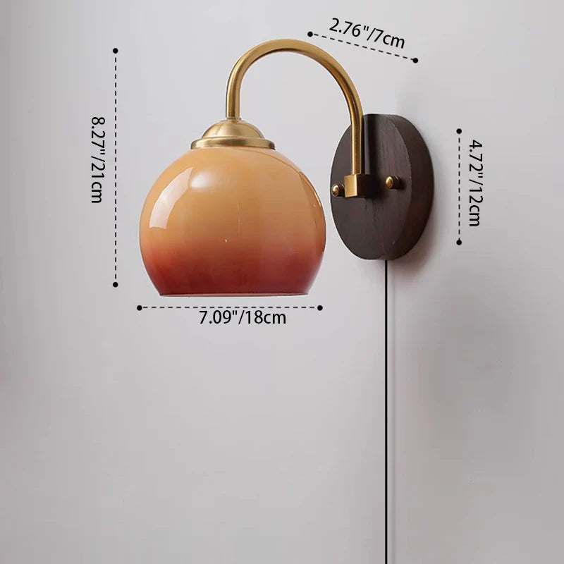Ash Wood Sconce with Glass Shade Natural Hardwood Fixture E26 Socket Bedroom Hallway Reading Light Warm Ambient Lighting | Thomler