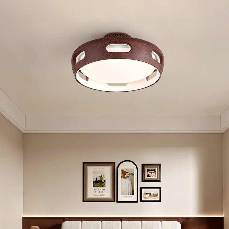 Dimmable LED Flush Mount Fan Light with Remote Control 15 Inch White Acrylic Fixture for Bedroom Living Room Hallway Quiet Air Circulation L | Thomler