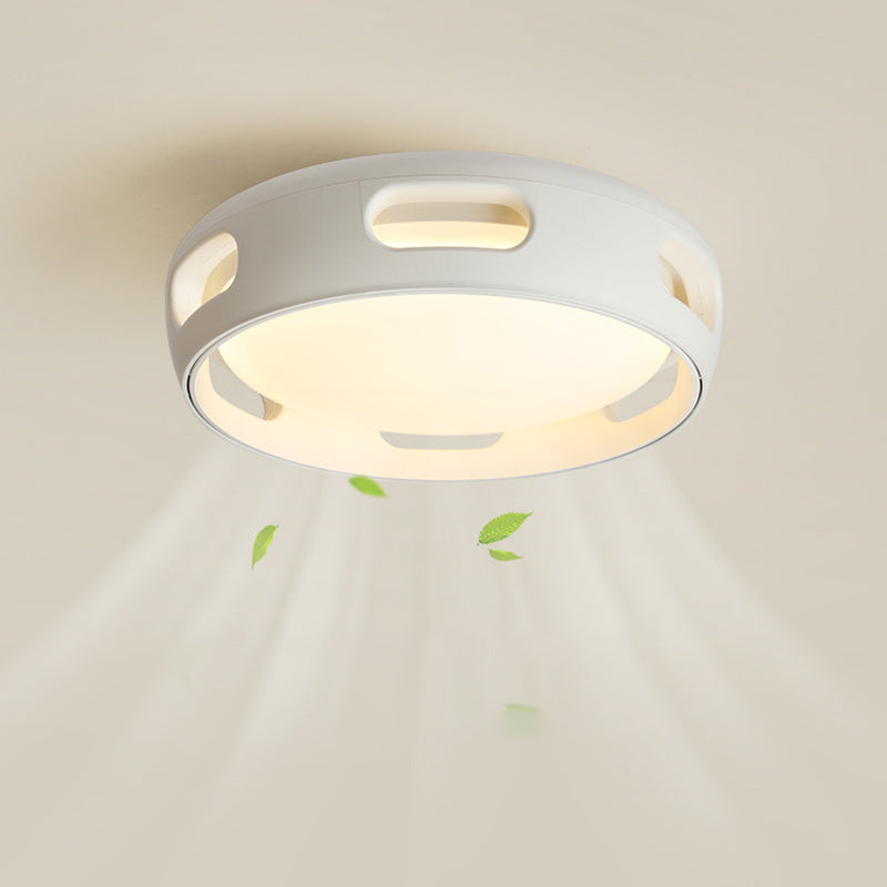 Dimmable LED Flush Mount Fan Light with Remote Control 15 Inch White Acrylic Fixture for Bedroom Living Room Hallway Quiet Air Circulation L | Thomler