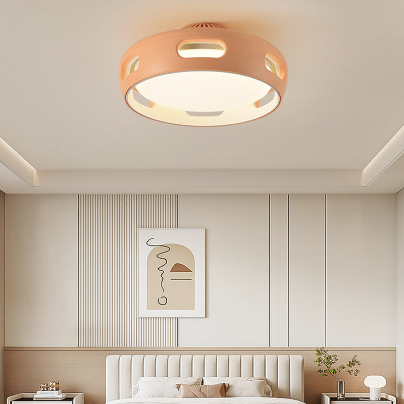 Dimmable LED Flush Mount Fan Light with Remote Control 15 Inch White Acrylic Fixture for Bedroom Living Room Hallway Quiet Air Circulation L | Thomler