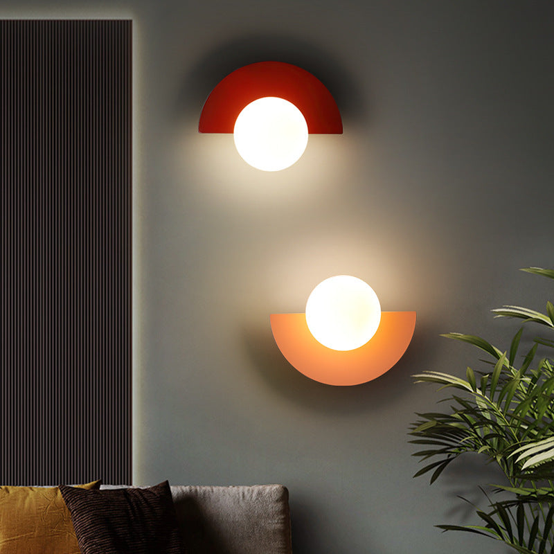Half-Sphere Glass Wall Sconce with G9 LED, Iron Frame, Hardwired Fixture for Bedroom, Hallway, Reading Nook, Modern Style, Multiple Colors | Thomler
