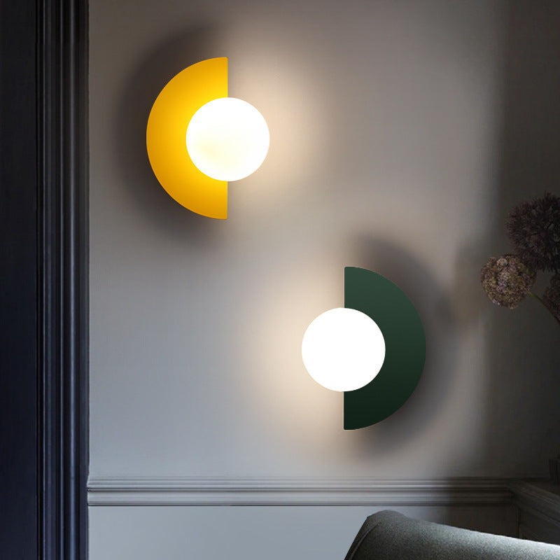 Half-Sphere Glass Wall Sconce with G9 LED, Iron Frame, Hardwired Fixture for Bedroom, Hallway, Reading Nook, Modern Style, Multiple Colors | Thomler