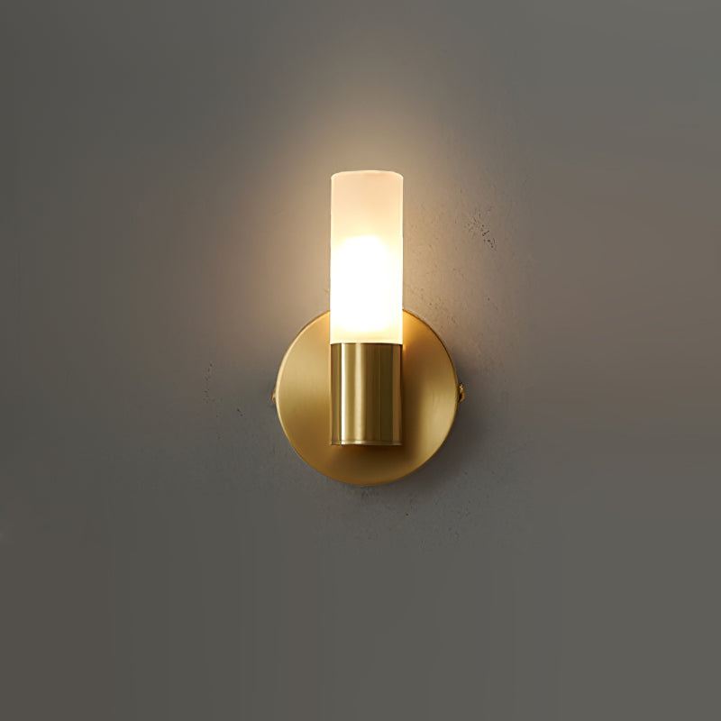 Indoor Wall Sconce Cylinder Frosted Glass Shade 3 Inch G9 Socket Hardwired Fixture Bathroom Hallway Bedroom Accent Lighting Gold Metal Frame