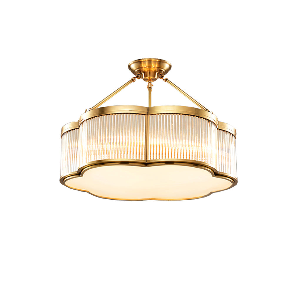 Brass Glass Flush Mount Ceiling Light 20 Inch Quatrefoil Design for Bedroom Living Room Dining Room Indoor Lighting Fixture | Thomler