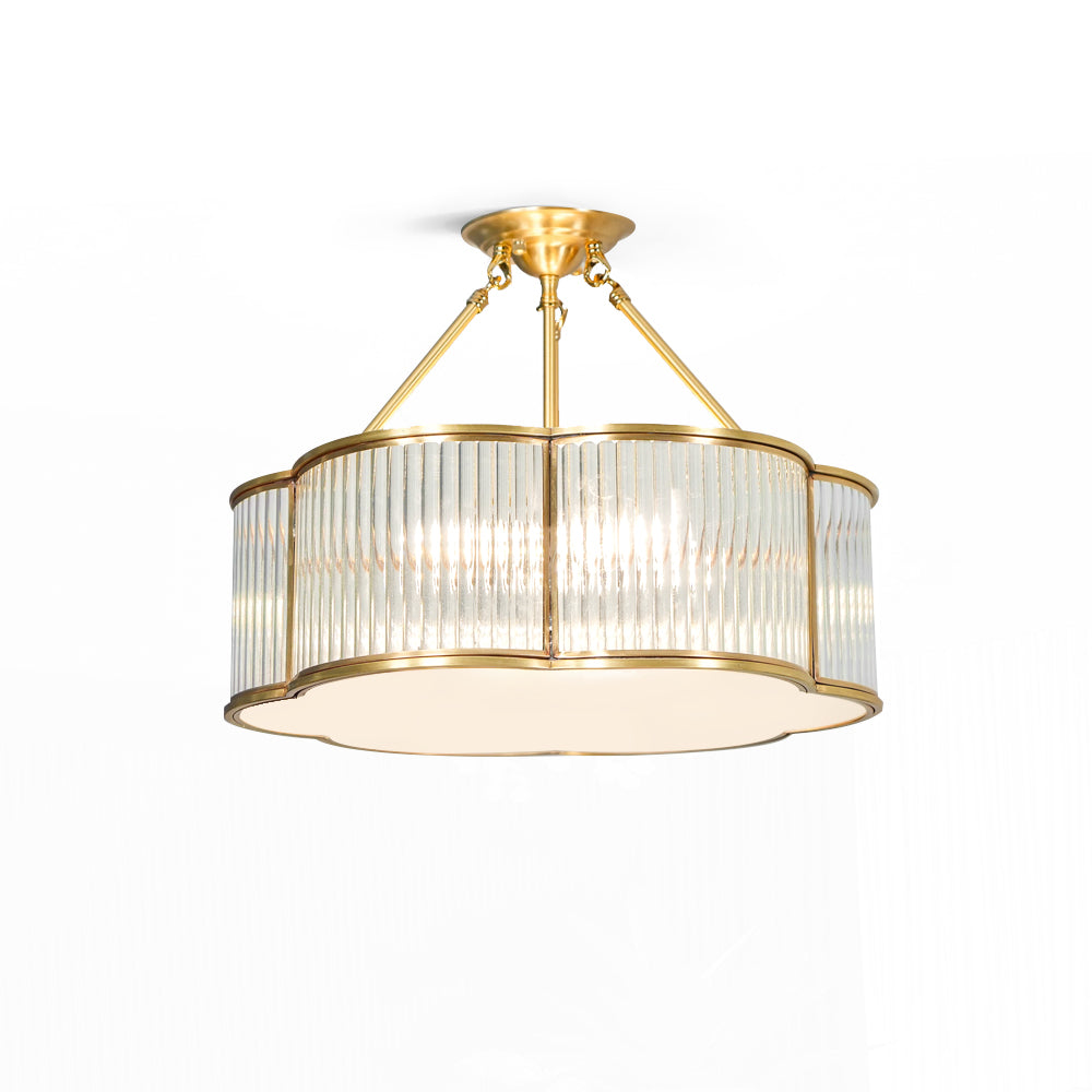 Brass Glass Flush Mount Ceiling Light 20 Inch Quatrefoil Design for Bedroom Living Room Dining Room Indoor Lighting Fixture | Thomler