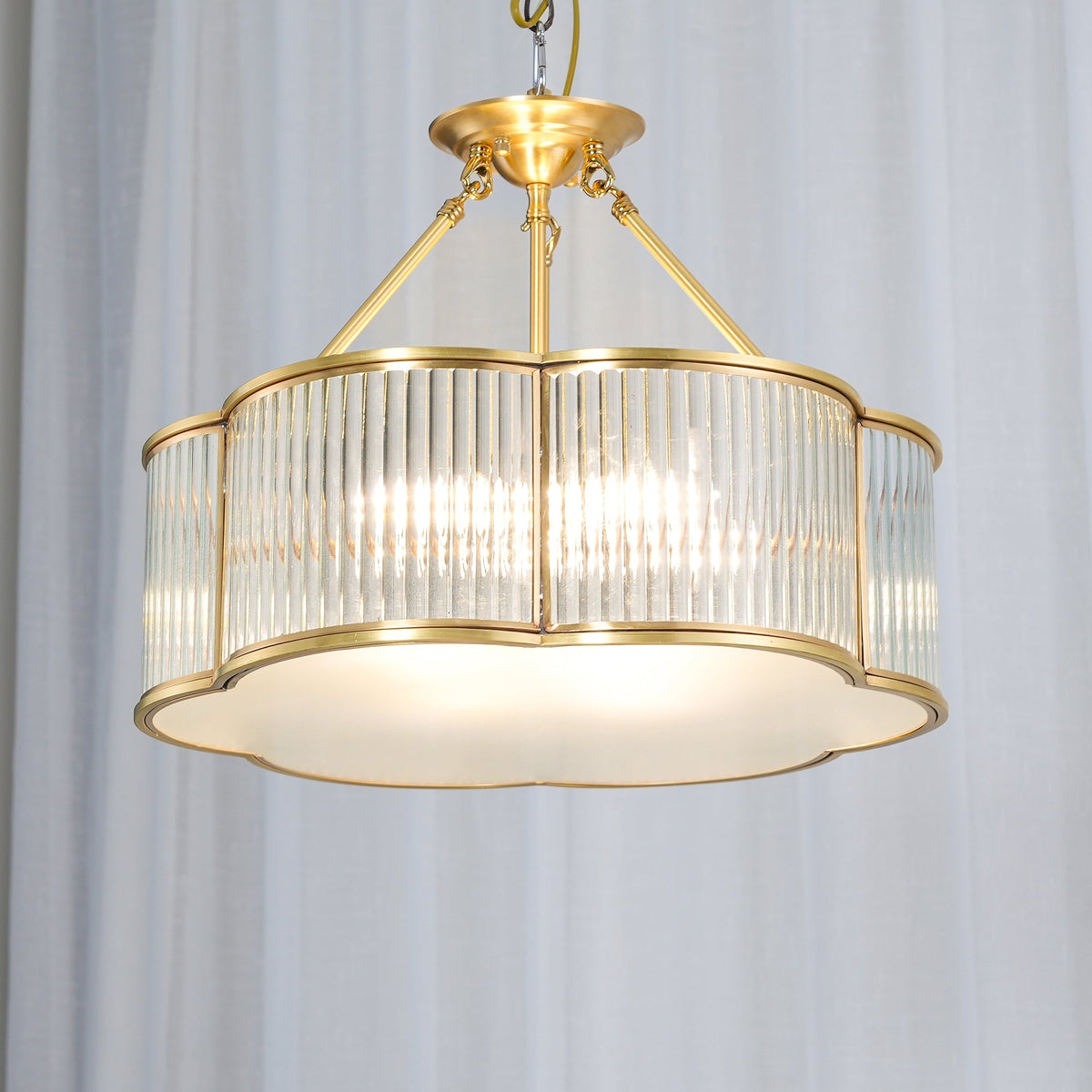 Brass Glass Flush Mount Ceiling Light 20 Inch Quatrefoil Design for Bedroom Living Room Dining Room Indoor Lighting Fixture | Thomler