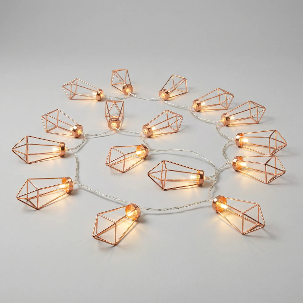 Batteriebetriebene LED-Diamant-Käfig-Lichterkette, 20 Kupferdraht-Stränge, 2 m / 3 m für Schlafzimmer, Wohnzimmer, Garten, Terrasse, Regale, kabellose Dekobeleuchtung | Thomler