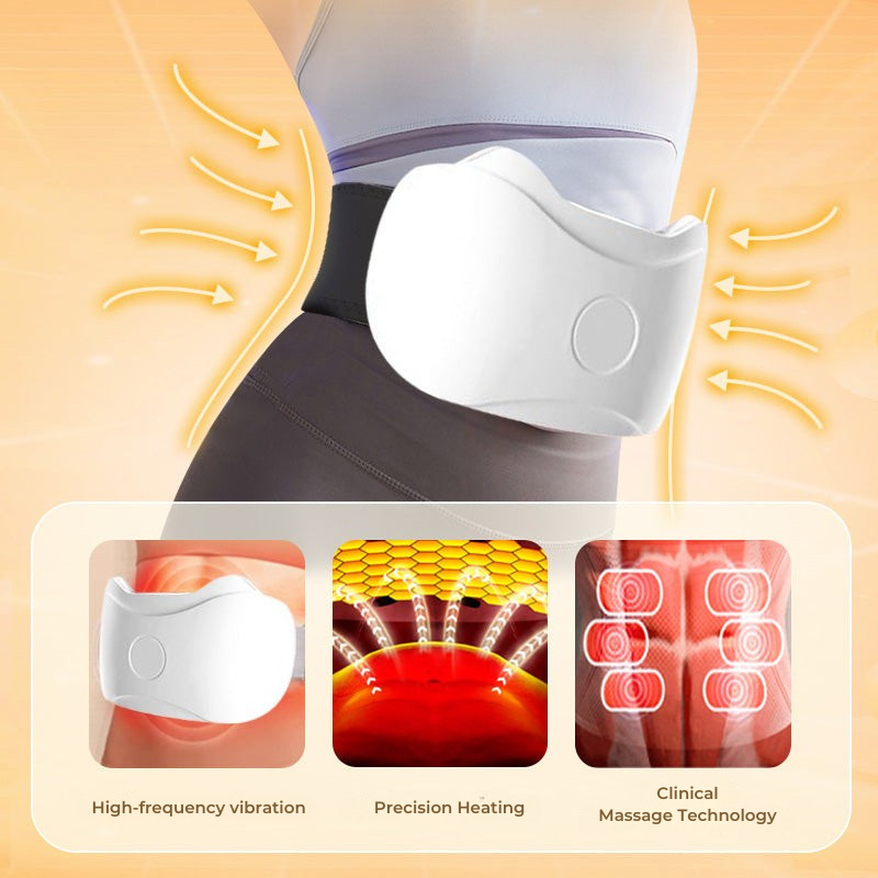 Draadloze buikmassager met warmte & vibratie voor spijsverteringscomfort en spierontspanning, oplaadbaar draagbaar massageapparaat voor de buik | Thomler