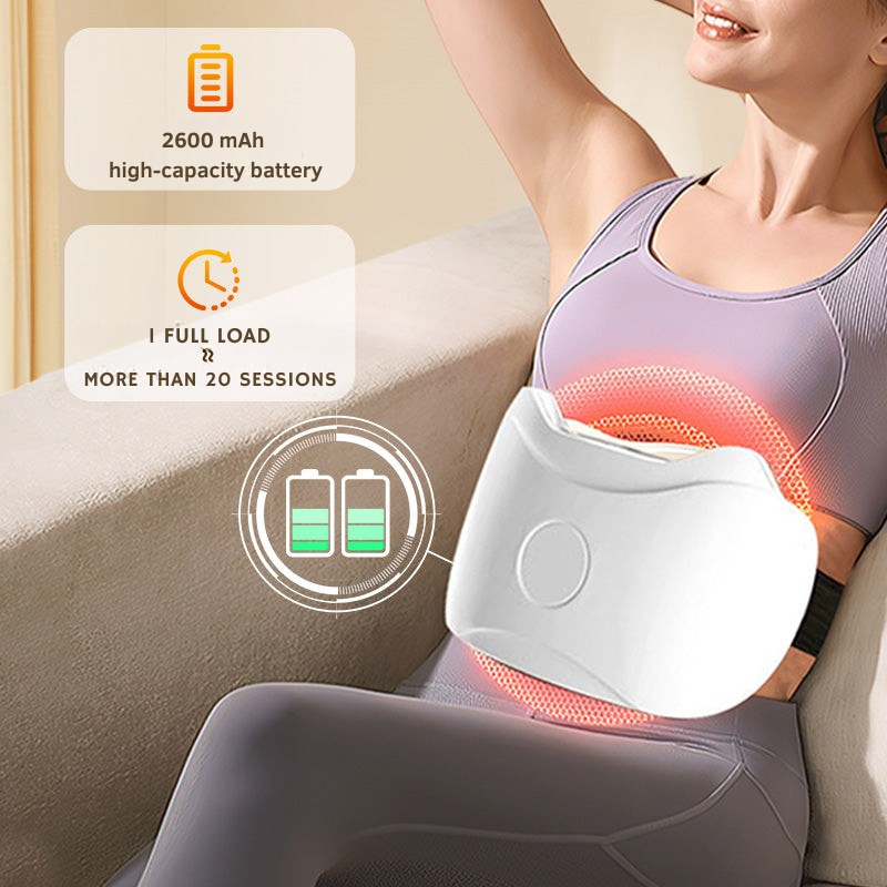 Draadloze buikmassager met warmte & vibratie voor spijsverteringscomfort en spierontspanning, oplaadbaar draagbaar massageapparaat voor de buik | Thomler