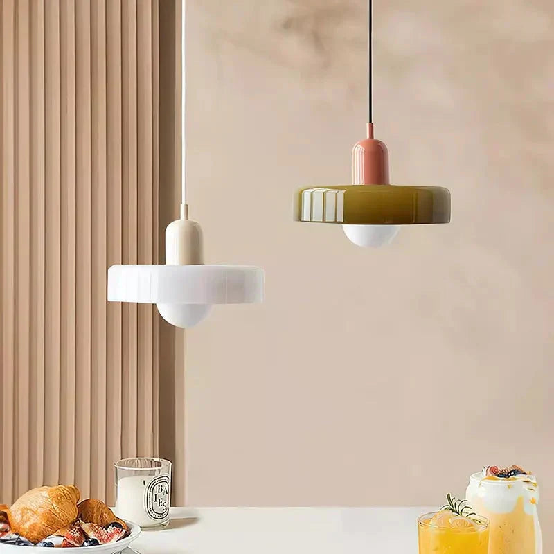 Handcrafted Art Glass Dome Pendant Light, Adjustable Modern Hanging Fixture for Dining Room Kitchen Island Living Room | Thomler