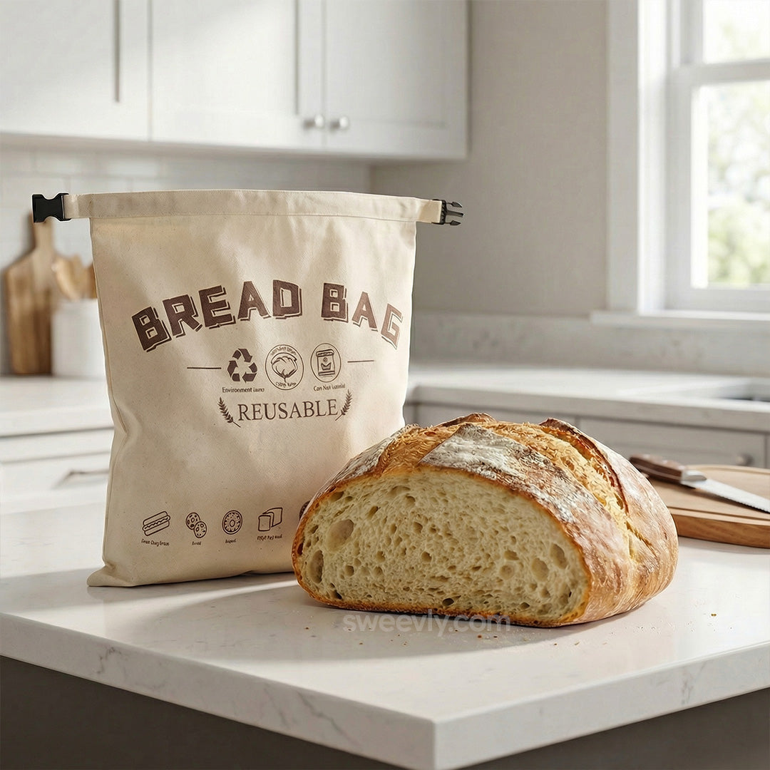 Bolsa para pan de algodón orgánico con revestimiento de cera de abeja pura | Bolsa de almacenamiento reutilizable para pan de masa madre casero y panes artesanales | Kitchen Fresh-K | Thomler