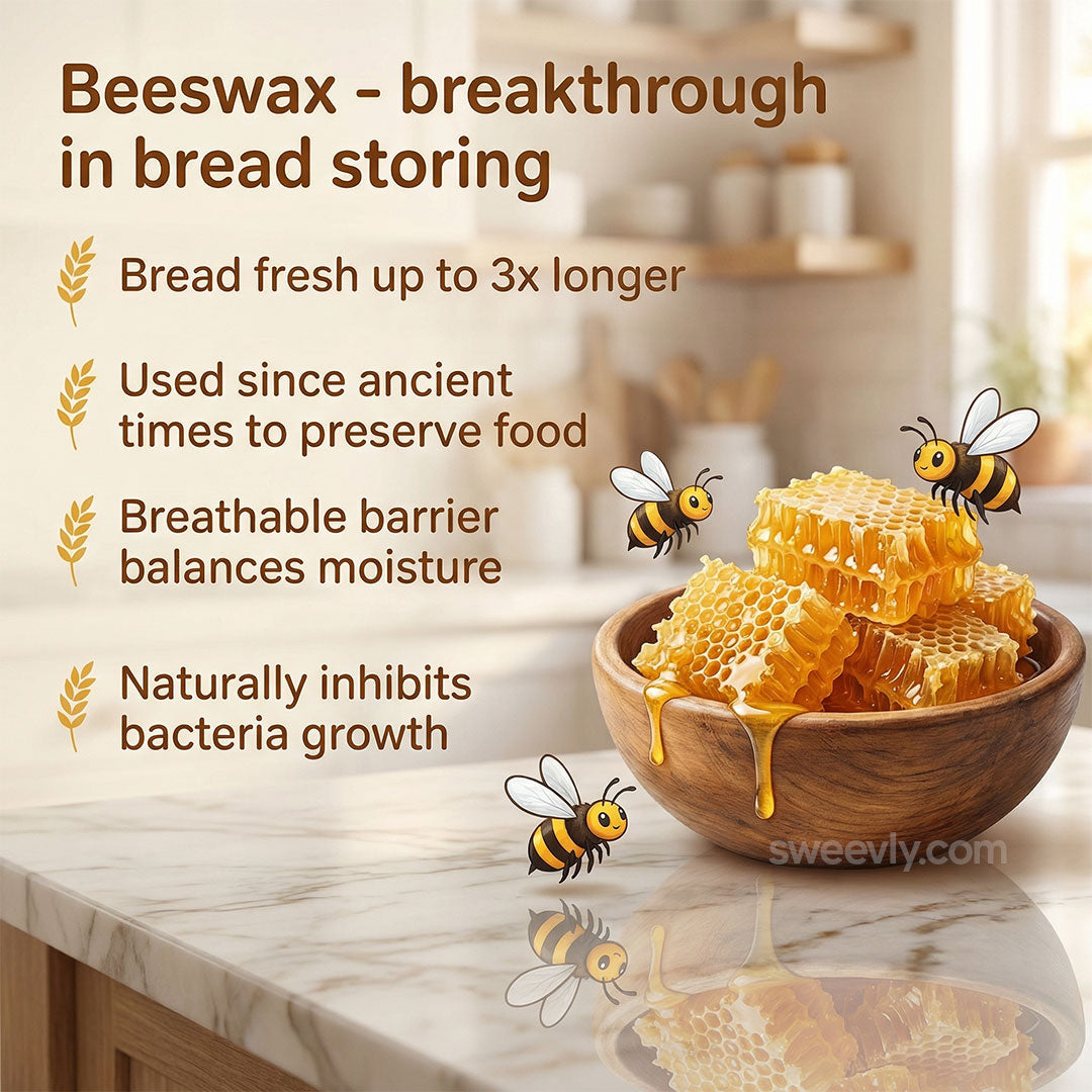 Bolsa para pan de algodón orgánico con revestimiento de cera de abeja pura | Bolsa de almacenamiento reutilizable para pan de masa madre casero y panes artesanales | Kitchen Fresh-K | Thomler